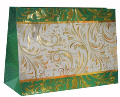 картинка Пакет бумажный ламинированный Зеленый с золотом от ЭДМ